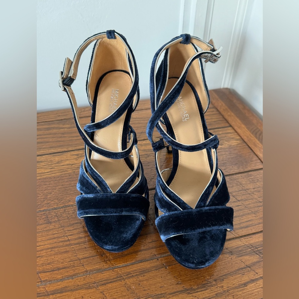 Michael Kors Navy Velvet Heels